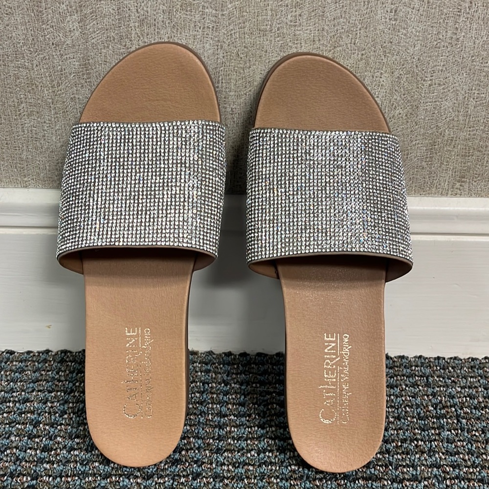 Catherine Malandrino crystal bling slides